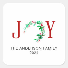 Joy Christmas Half krans vakantie Waterverf Vierkante Sticker