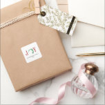 Joy Christmas Half krans vakantie Waterverf Vierkante Sticker<br><div class="desc">Kerstthema aangepaste sticker met het woord Vreugde met waterverf-geïllustreerde halve kerstkrans ontwerp.</div>