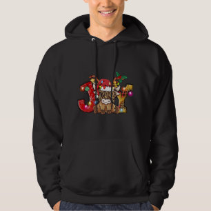 Joy Christmas Highland Koe Boer Santa Ha Hoodie