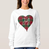 Joy Christmas Holiday Red & Green Heart Tartan Trui (Voorkant)