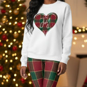 Joy Christmas Holiday Red & Green Heart Tartan Trui