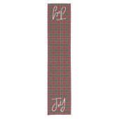 Joy Christmas Holiday Red & Green Tartan Pattern Korte Tafelloper (Voorkant)