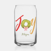 Joy Christmas Krans Schattigee Leuke Naam Typograf Blikvorm Glas (Voorkant)