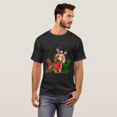 Joy Christmas Lights Long Haired Dachshund Dog San T-shirt (Voorkant volledig)