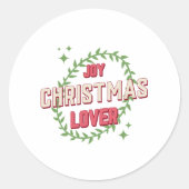 Joy Christmas Lover Ronde Sticker (Voorkant)