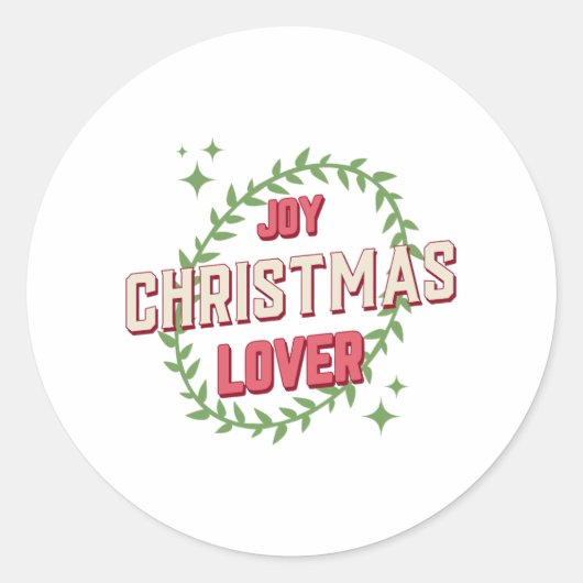 Joy Christmas Lover Ronde Sticker (Voorkant)