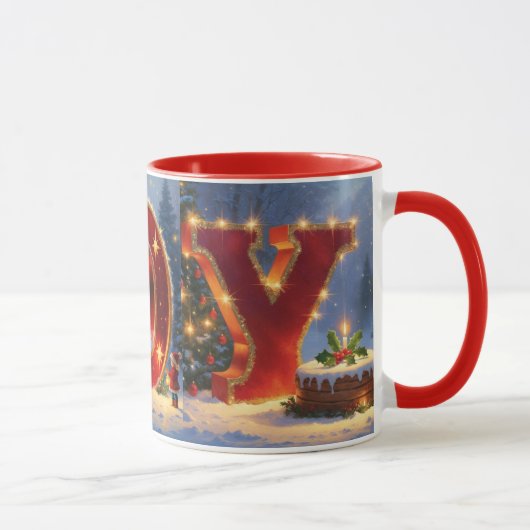 JOY Christmas Mug - Festive Joy Holiday Coffee Mug Mok (Rechts)
