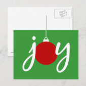 Joy Christmas Ornament Holiday Briefkaart (Voorkant / Achterkant)