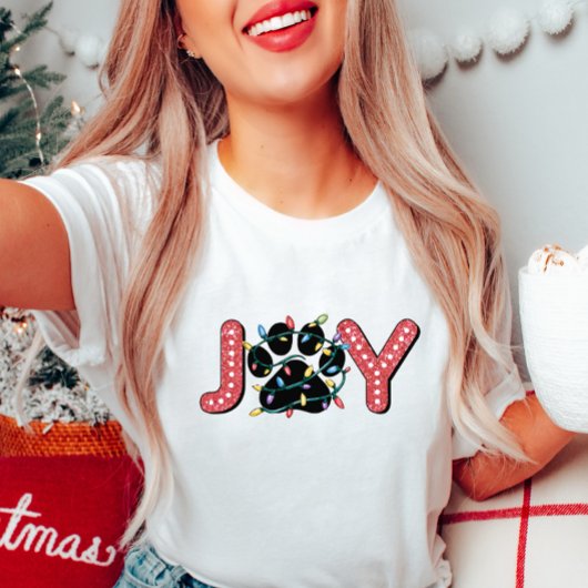 Joy Christmas Paw Print T-shirt