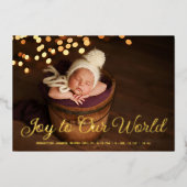 Joy Christmas Photo Folie Baby aangekondigd Folie Uitnodiging (Voorkant)