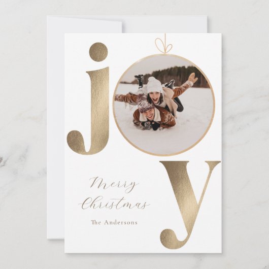 Joy Christmas Photo Holiday Kaart (Voorkant)