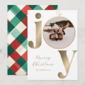 Joy Christmas Photo Holiday Kaart (Voorkant / Achterkant)