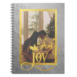 Joy Christmas Photo Silver & Gold Spiral Notitiebo Notitieboek