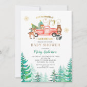 Joy Christmas Pine Tree Baby shower is onderweg Kaart (Voorkant)