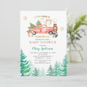 Joy Christmas Pine Tree Baby shower is onderweg Kaart (Staand voorkant)