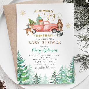 Joy Christmas Pine Tree Baby shower is onderweg Kaart