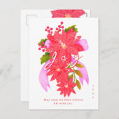 Joy Christmas Poinsettia White Feestdagenkaart (Voorkant / Achterkant)