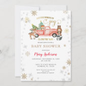 Joy Christmas Red Truck Baby shower is onderweg Kaart (Voorkant)