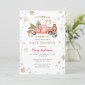 Joy Christmas Red Truck Baby shower is onderweg Kaart (Staand voorkant)