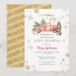 Joy Christmas Red Truck Baby shower is onderweg Kaart