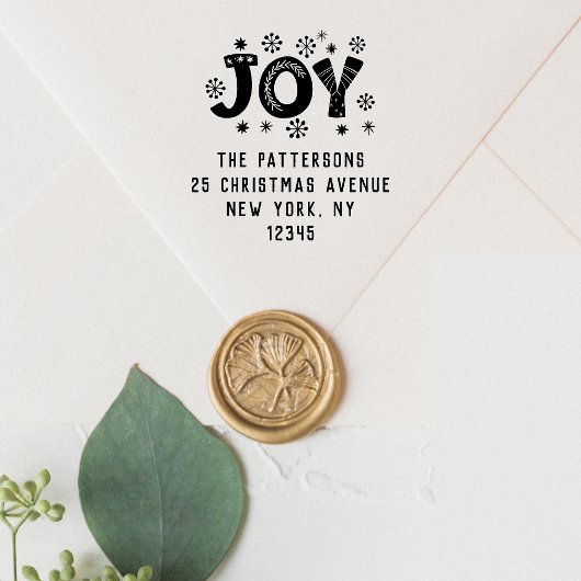 JOY Christmas Return Adres Gepersonaliseerde naam Zelfinktende Stempel