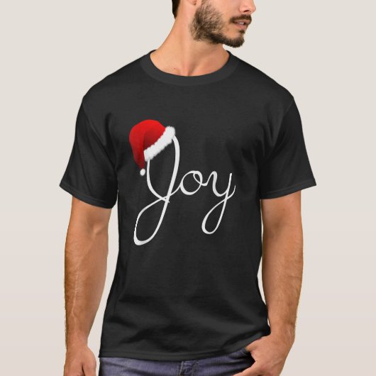 Joy Christmas Santa Hat Christmas Joy   T-shirt (Voorkant)