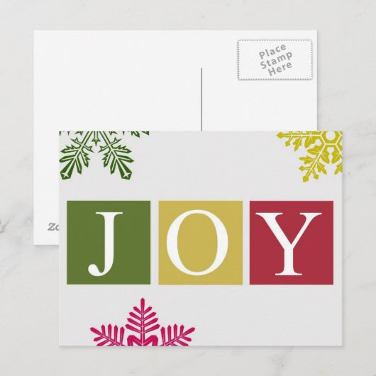 Joy Christmas Snowflakes Briefkaart (Voorkant / Achterkant)