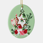 JOY Christmas Tree Flowers Candy Cane Keramisch Ornament (Rechts)