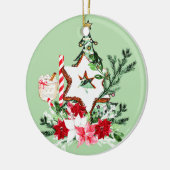 JOY Christmas Tree Flowers Candy Cane Keramisch Ornament (Links)
