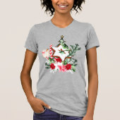 JOY Christmas Tree Flowers Candy Cane T-shirt (Voorkant)