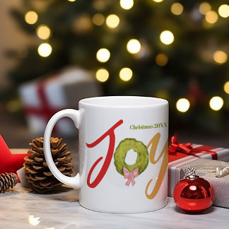 Joy Christmas Typography Kleurrijke Fotonaam Fun Koffiemok