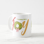 Joy Christmas Typography Kleurrijke Fotonaam Fun Koffiemok (Voorkant links)