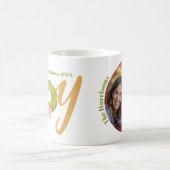 Joy Christmas Typography Kleurrijke Fotonaam Fun Koffiemok (Center)