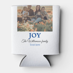Joy Christmas voeg familienaam toe foto vakantie c Blikjeskoeler