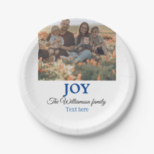 Joy Christmas voeg familienaam toe foto vakantie c Papieren Bordje
