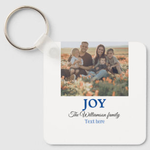 Joy Christmas voeg familienaam toe foto vakantie c Sleutelhanger