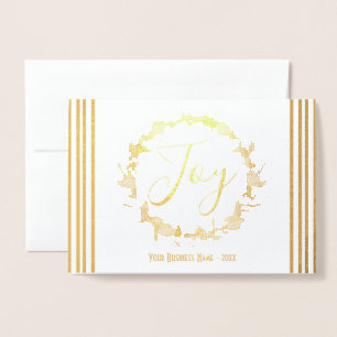 Joy Christmas Wreath Business Logo Folie Kaarten
