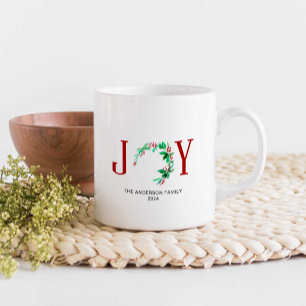 Joy Christmas Wreath Holiday Waterverf Elegant Koffiemok