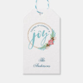 Joy Christmas Wreath Poinsettia Cadeaulabel (Voorkant)