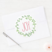 Joy Christmas Wreath Typografie Quote Stickers (Envelop)