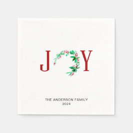 Joy Christmas Wreath Vakantie Waterverf Minimalist Servet