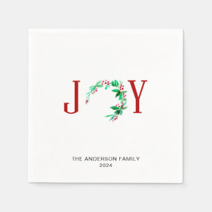 Joy Christmas Wreath Vakantie Waterverf Minimalist Servet
