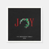 Joy Christmas Wreath Vakantie Waterverf Minimalist Servet (Voorkant)