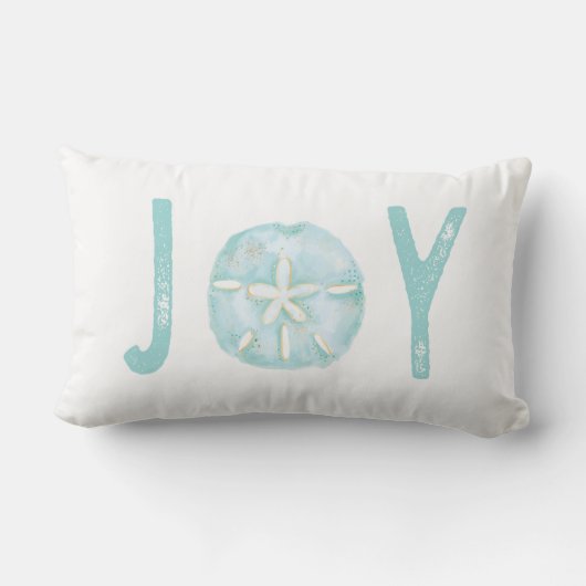 Joy Coastal Ocean Blauwgroen Waterverf Sand Dollar Kussen (Achterkant)