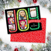 JOY Collage Christmas Photo Card Whimsical Feestdagenkaart