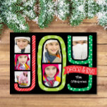 JOY Collage Kerstmis Fotokaart Hand getrokken Feestdagenkaart<br><div class="desc">Heldere,  gedurfde en grillige handgetekende JOY collage foto kerstkaart.</div>