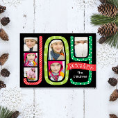 JOY Collage Kerstmis Fotokaart Hand getrokken Feestdagenkaart