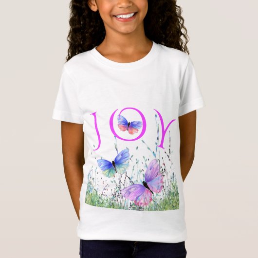 Joy - Colorful Butterflies Flying T-Shirt - Spring (Voorkant)