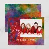 Joy Colorful Red voeg uw foto-feestkaart toe Feestdagenkaart (Voorkant / Achterkant)