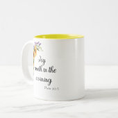 Joy Cometh in the Morning Mug Tweekleurige Koffiemok (Voorkant links)